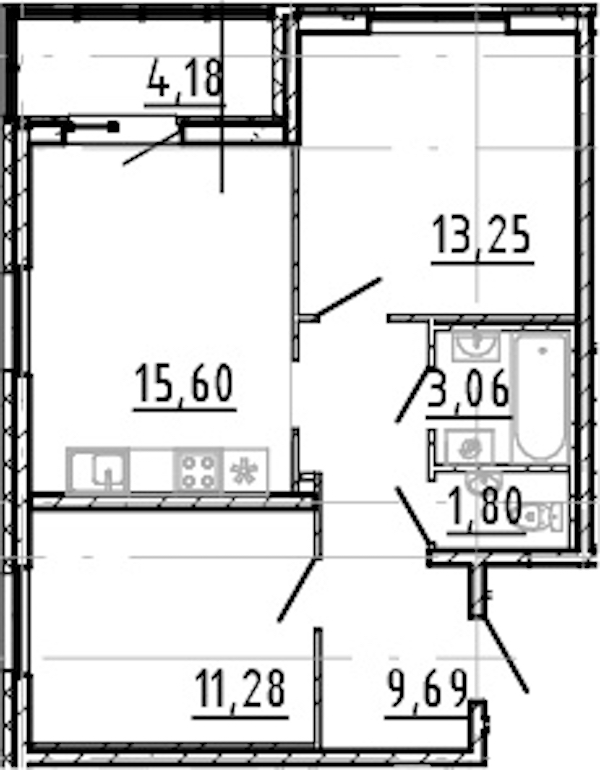 2-комнатная квартира 54.68 м², 7/18 эт., ЖК «Город Первых»